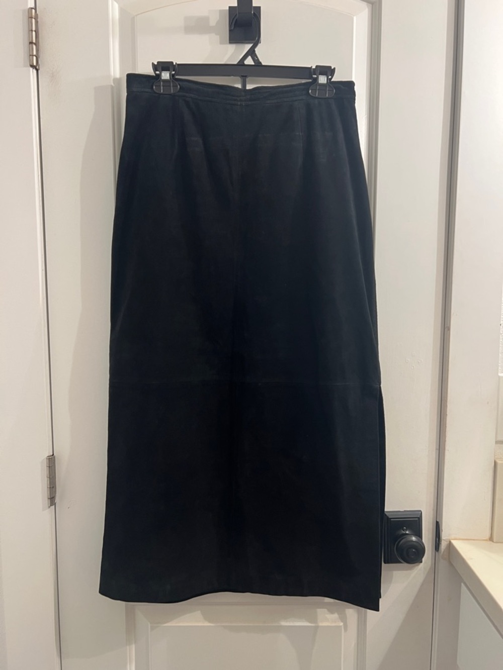 Sonoma Black 100% leather Suede-Look Maxi Skirt
